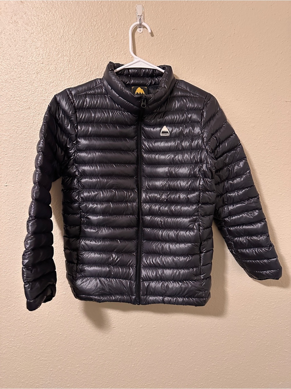 Burton Black Quilted Down Jacket with Gold Logo Accent